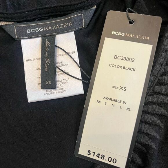 BcBGMAXAZRIA Black Embroidered Sleeves Bathing suit Cover Tank Top Sheer Front S - Picture 5 of 6